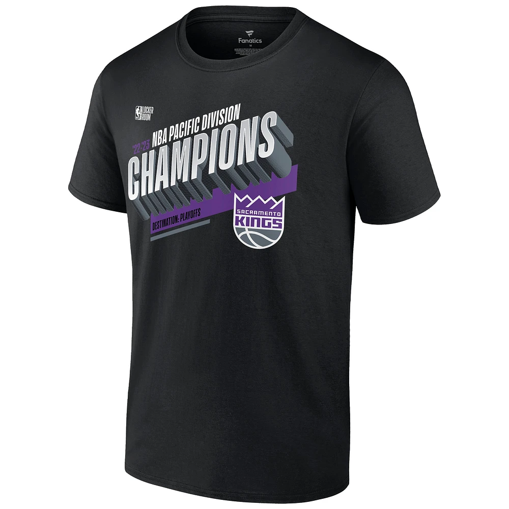 T-shirt noir Fanatics pour hommes des Sacramento Kings 2023 Pacific Division Champions Locker Room