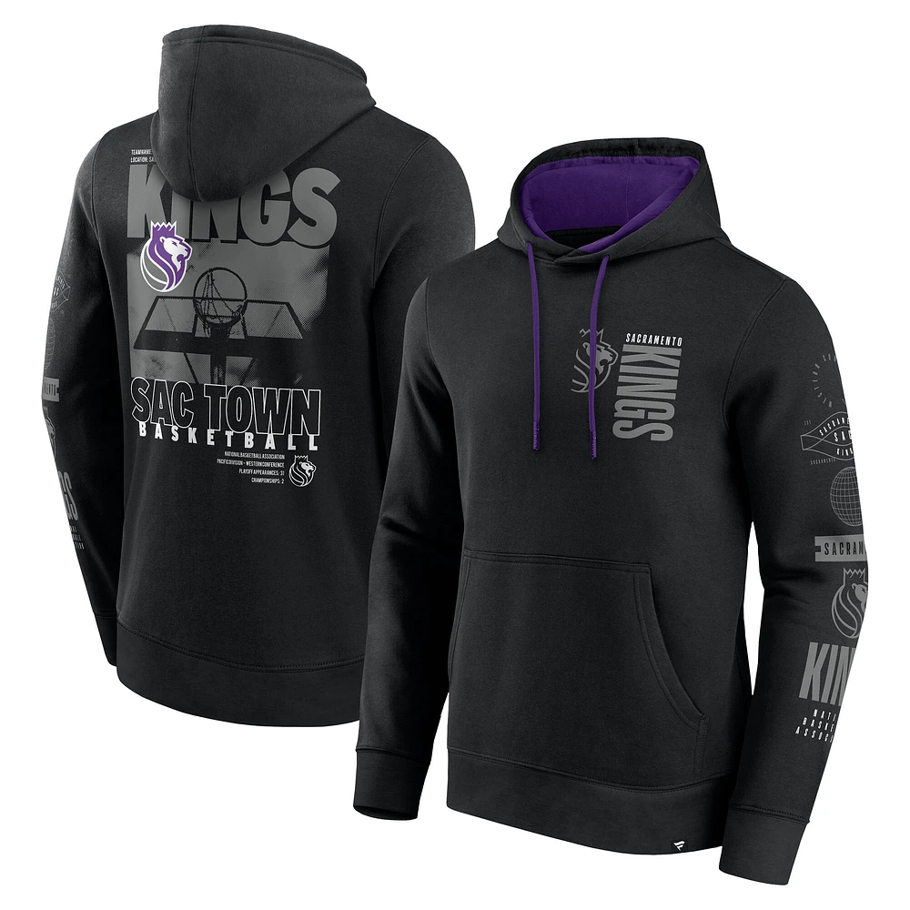 Sweat à capuche croisé Game Time pour homme Fanatics Black Sacramento Kings