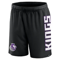 Short en maille Post Up Fanatics noir pour hommes des Sacramento Kings