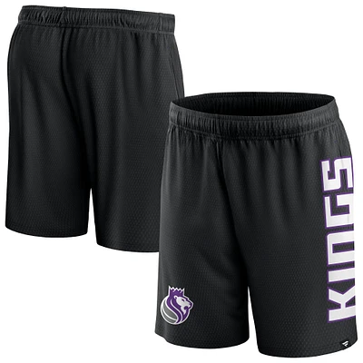 Short en maille Post Up Fanatics noir pour hommes des Sacramento Kings