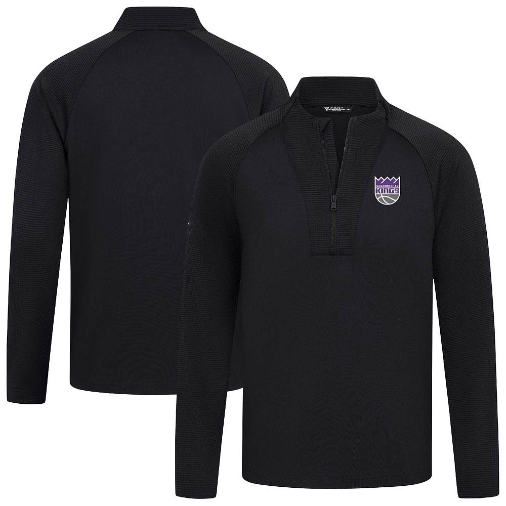 Men's Levelwear Black Sacramento Kings Volley Quarter-Zip Top