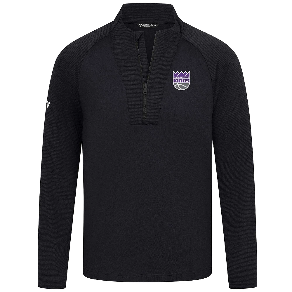 Men's Levelwear Black Sacramento Kings Volley Quarter-Zip Top