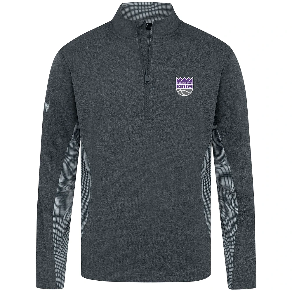 Men's Levelwear Heather Black Sacramento Kings Waffle Insignia 2.0 Quarter-Zip Top