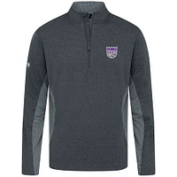 Men's Levelwear Heather Black Sacramento Kings Waffle Insignia 2.0 Quarter-Zip Top