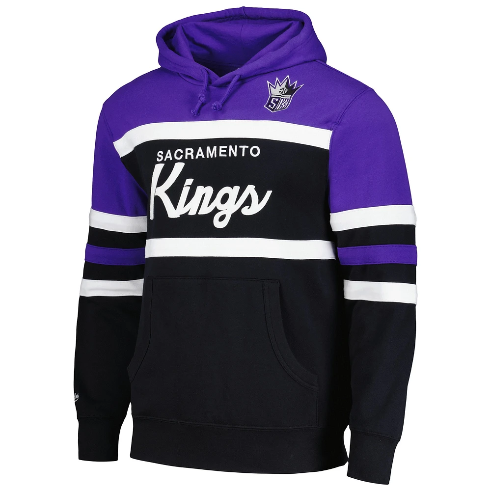 Men's Mitchell & Ness Black/Purple Sacramento Kings Head Coach Pullover Hoodie