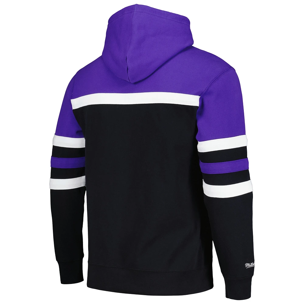 Men's Mitchell & Ness Black/Purple Sacramento Kings Head Coach Pullover Hoodie