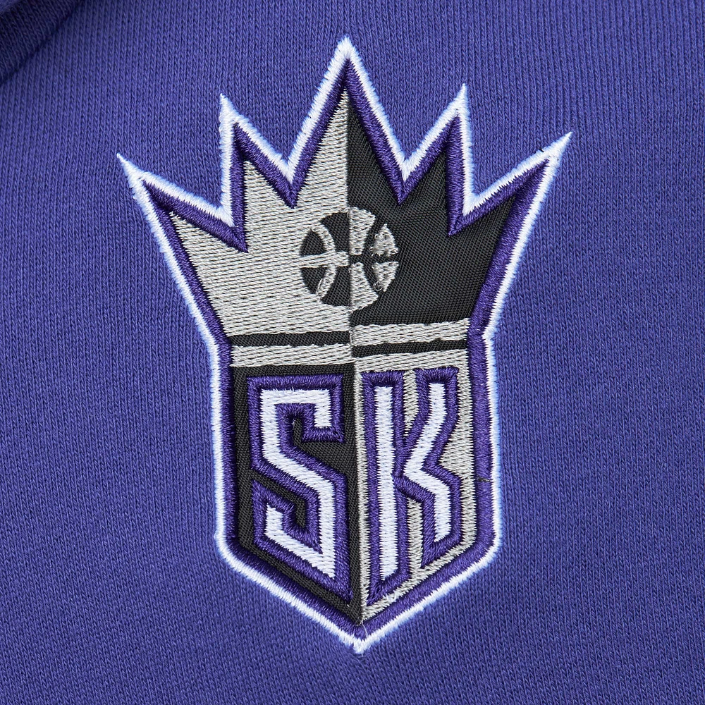 Men's Mitchell & Ness Black/Purple Sacramento Kings Head Coach Pullover Hoodie