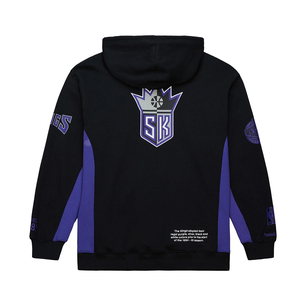 Men's Mitchell & Ness Black Sacramento Kings Hardwood Classics Team Origins Fleece Pullover Hoodie