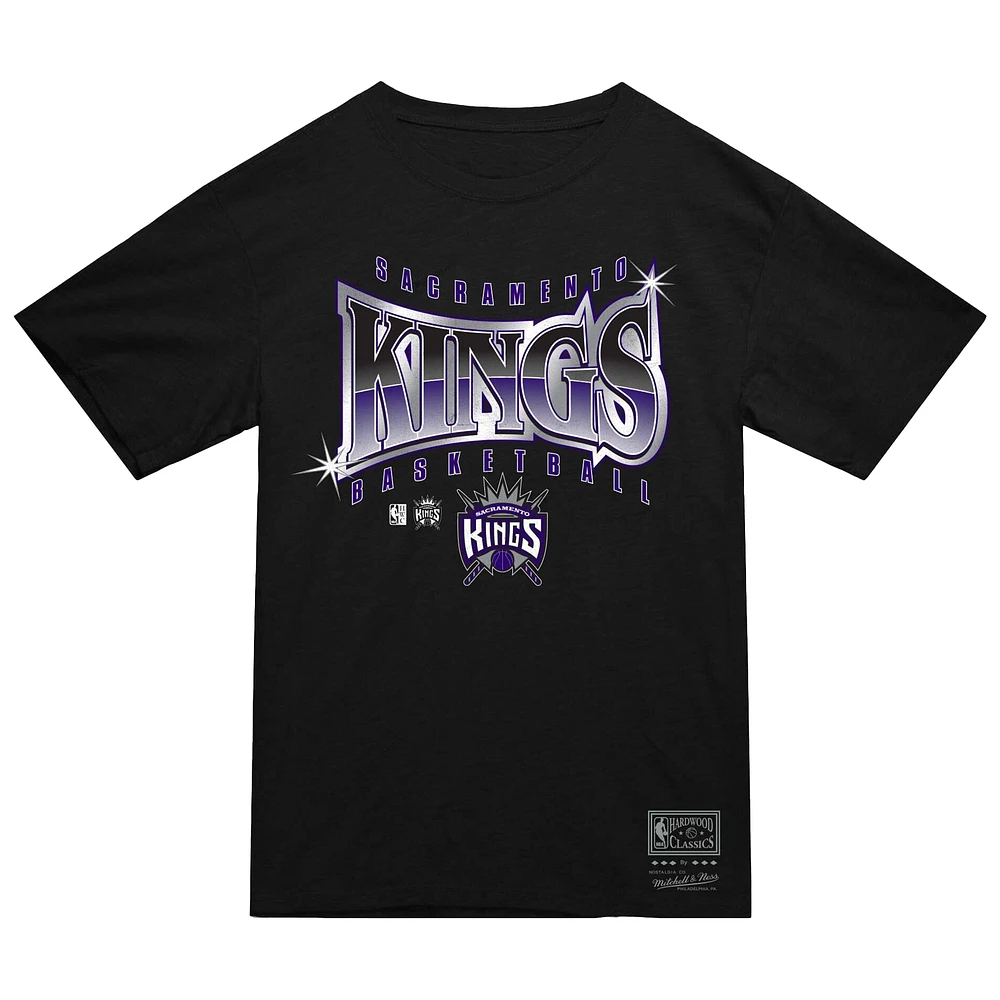Men's Mitchell & Ness  Black Sacramento Kings Worldwide Collection Glow Up T-Shirt