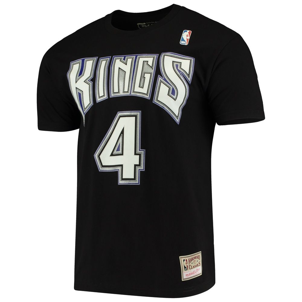 Men's Mitchell & Ness Chris Webber Black Sacramento Kings Hardwood Classics Name Number Team T-Shirt