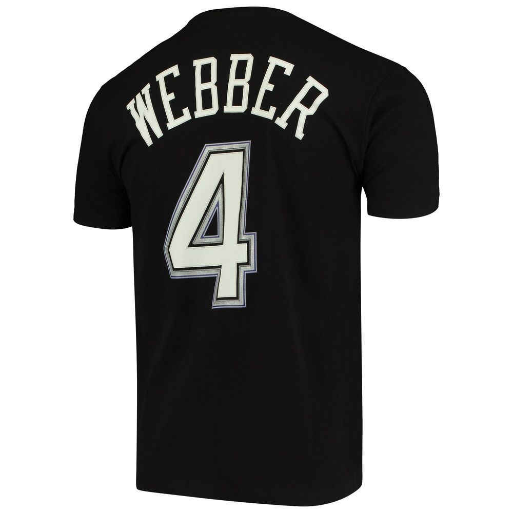 Men's Mitchell & Ness Chris Webber Black Sacramento Kings Hardwood Classics Name Number Team T-Shirt