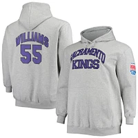 Sweat à capuche avec nom et numéro pour hommes, Mitchell & Ness, Jason Williams, gris chiné, Sacramento Kings, grand