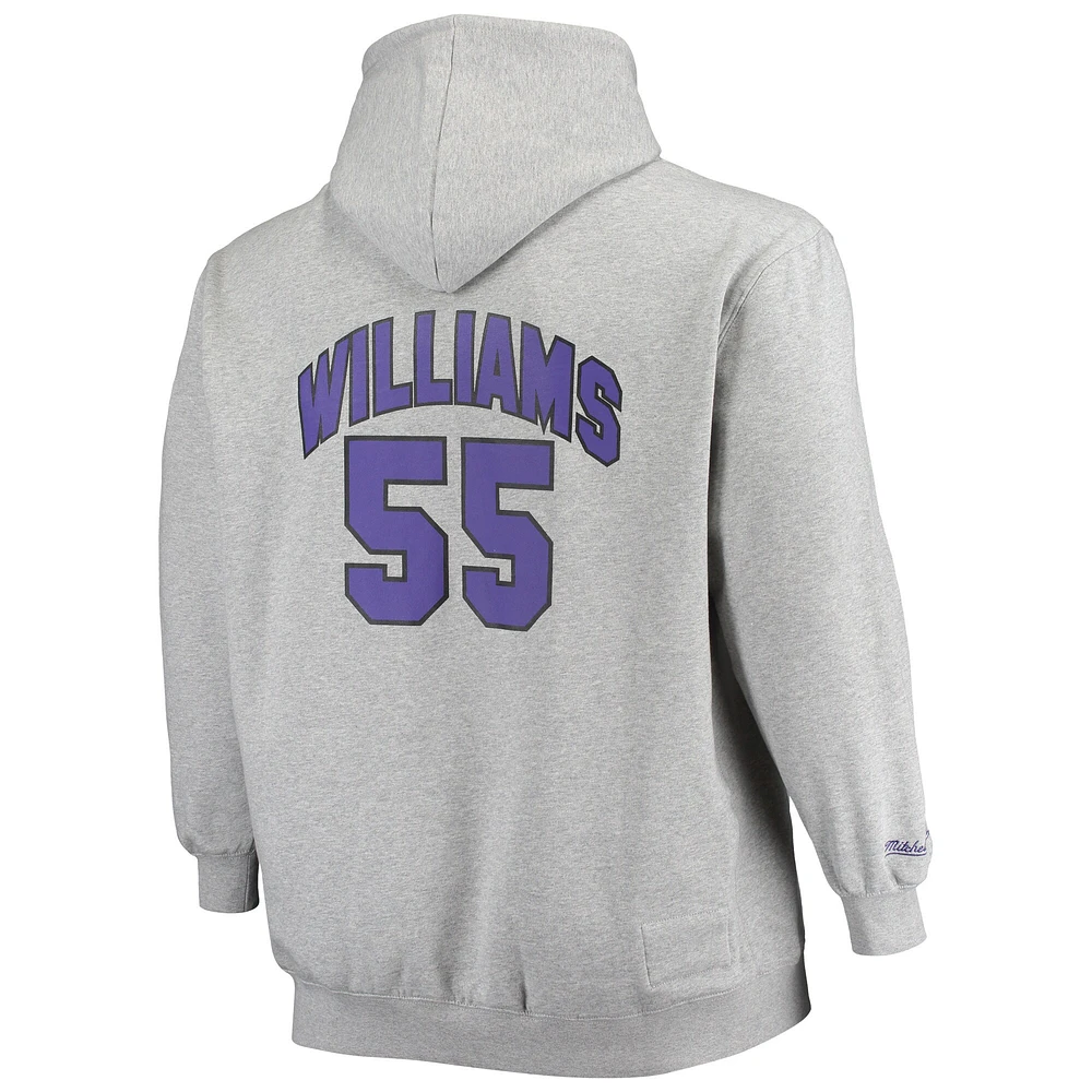 Sweat à capuche avec nom et numéro pour hommes, Mitchell & Ness, Jason Williams, gris chiné, Sacramento Kings, grand