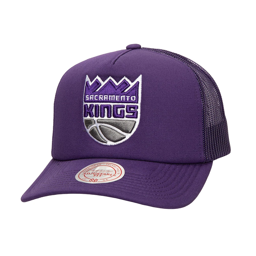 Casquette réglable de camionneur OTC pour hommes Mitchell & Ness Purple Sacramento Kings Core Evergreen