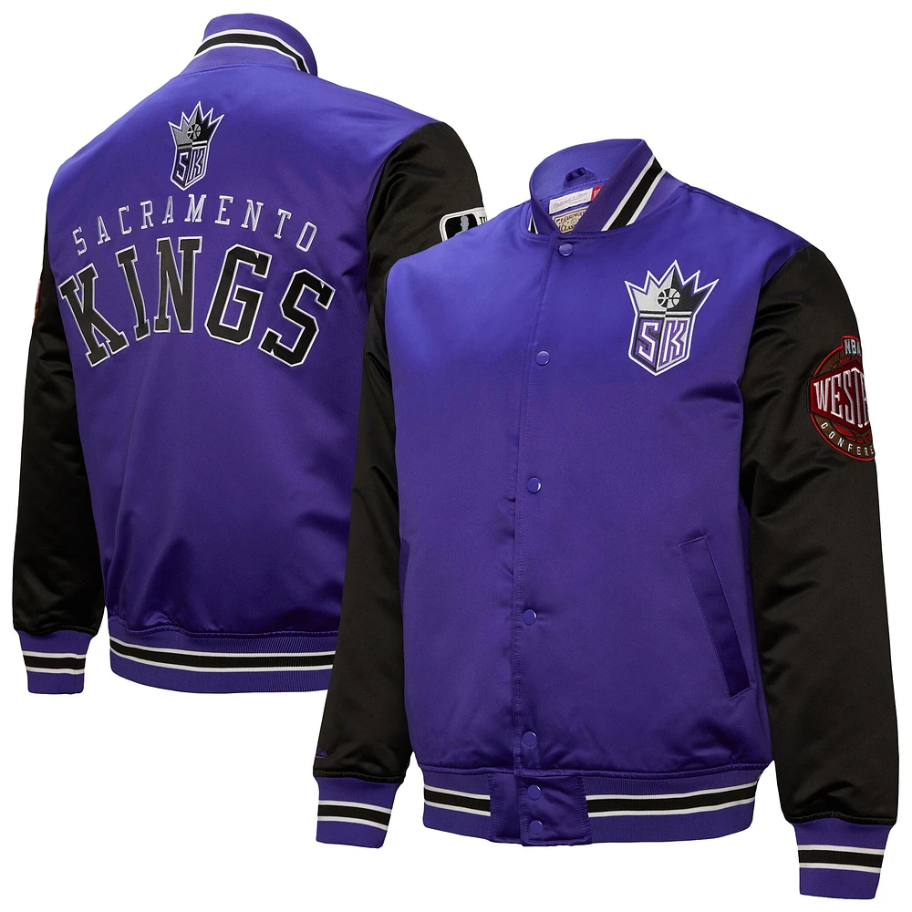 Men's Mitchell & Ness  Purple Sacramento Kings Hardwood Classic Primetime Full-Snap Satin Jacket