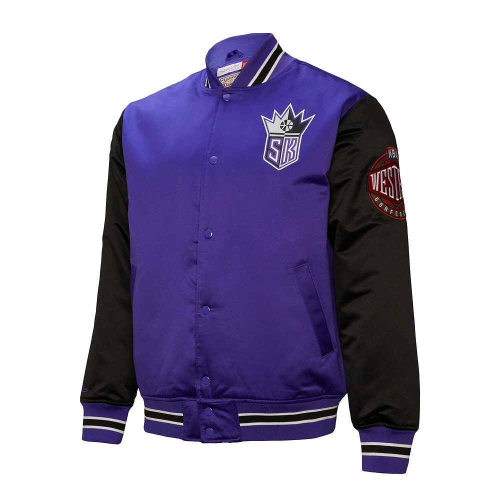 Men's Mitchell & Ness  Purple Sacramento Kings Hardwood Classic Primetime Full-Snap Satin Jacket