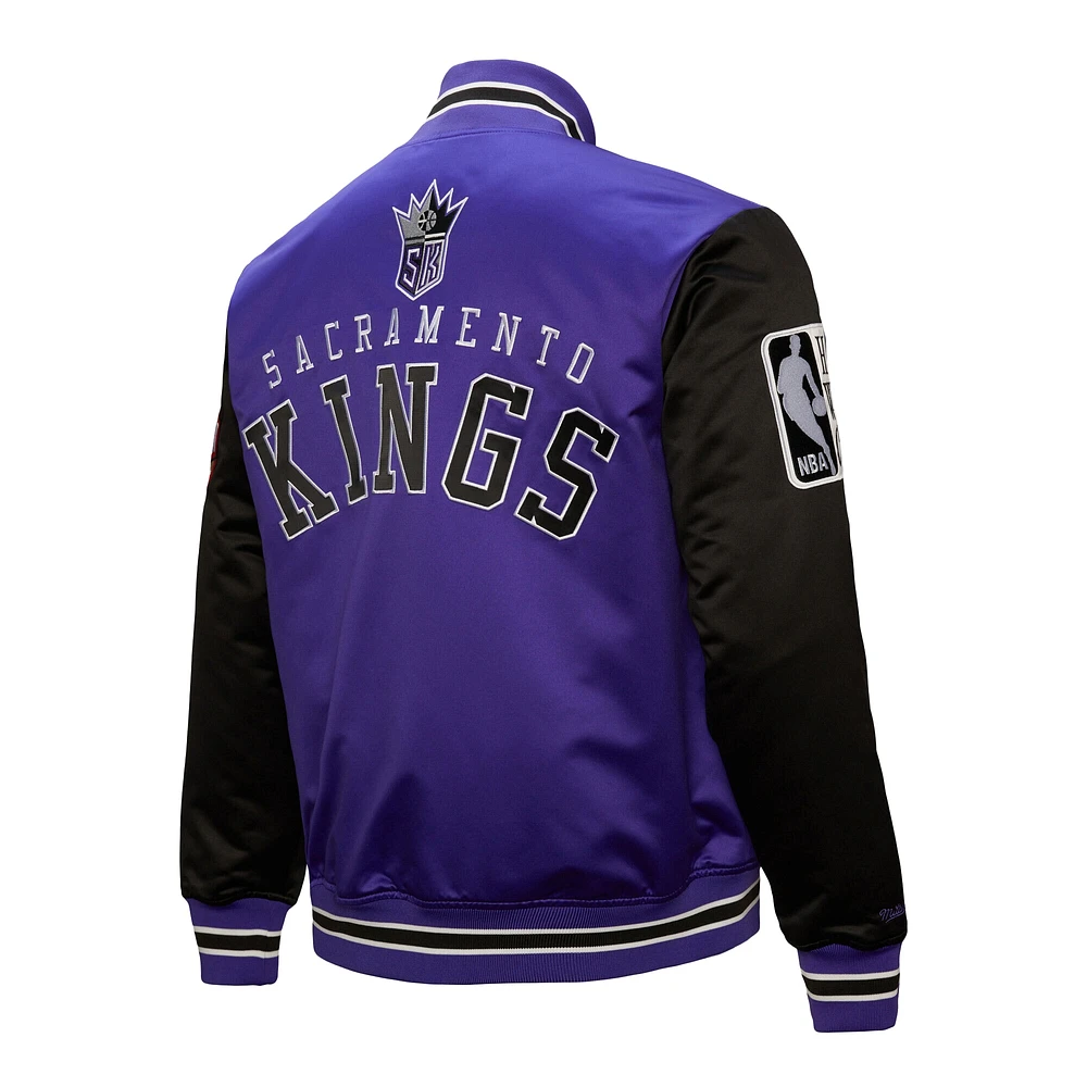 Men's Mitchell & Ness  Purple Sacramento Kings Hardwood Classic Primetime Full-Snap Satin Jacket