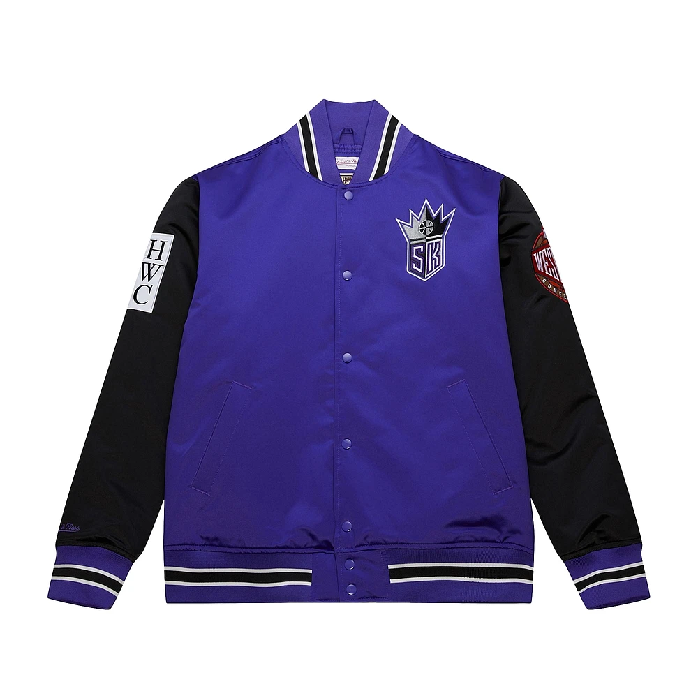 Men's Mitchell & Ness  Purple Sacramento Kings Hardwood Classic Primetime Full-Snap Satin Jacket