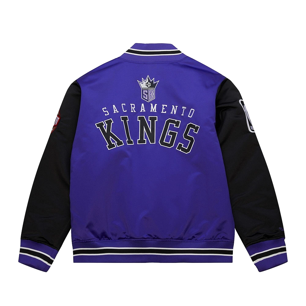 Men's Mitchell & Ness  Purple Sacramento Kings Hardwood Classic Primetime Full-Snap Satin Jacket