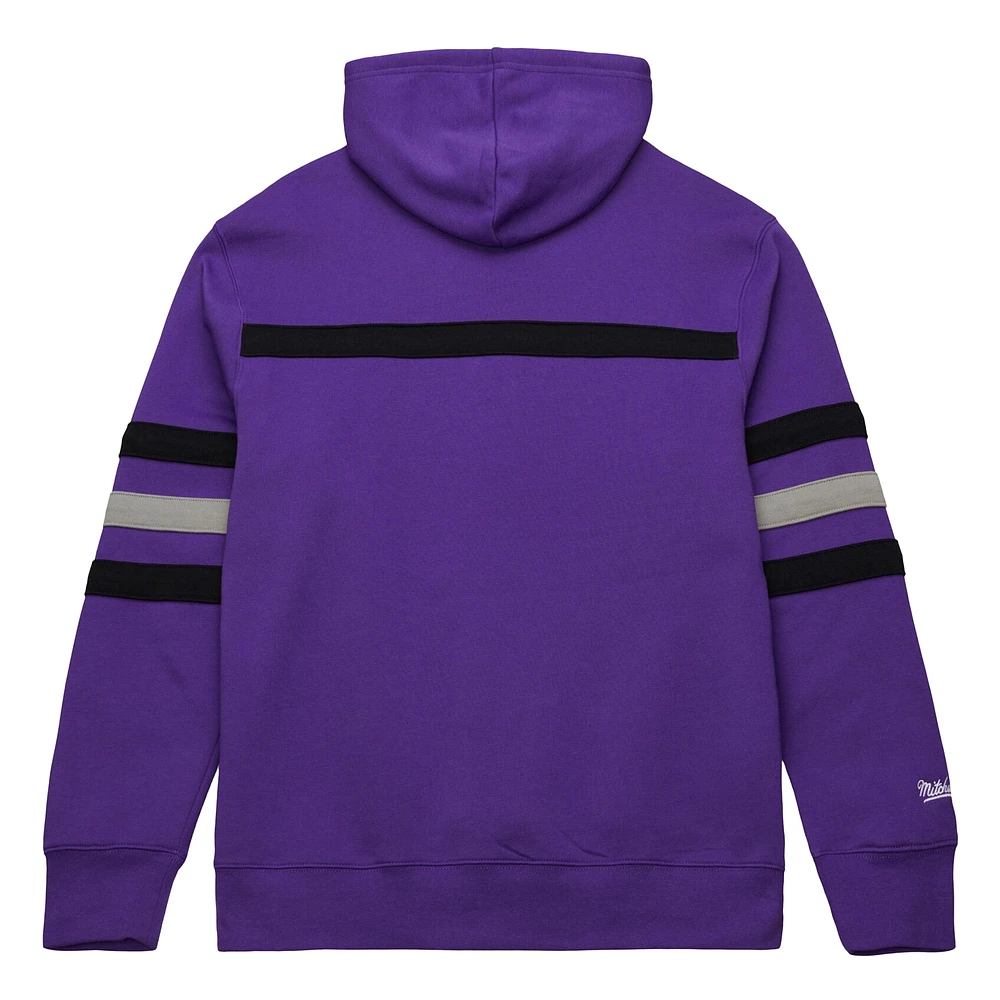 Men's Mitchell & Ness Purple Sacramento Kings Hardwood Classics Nights Head Coach Pullover Hoodie