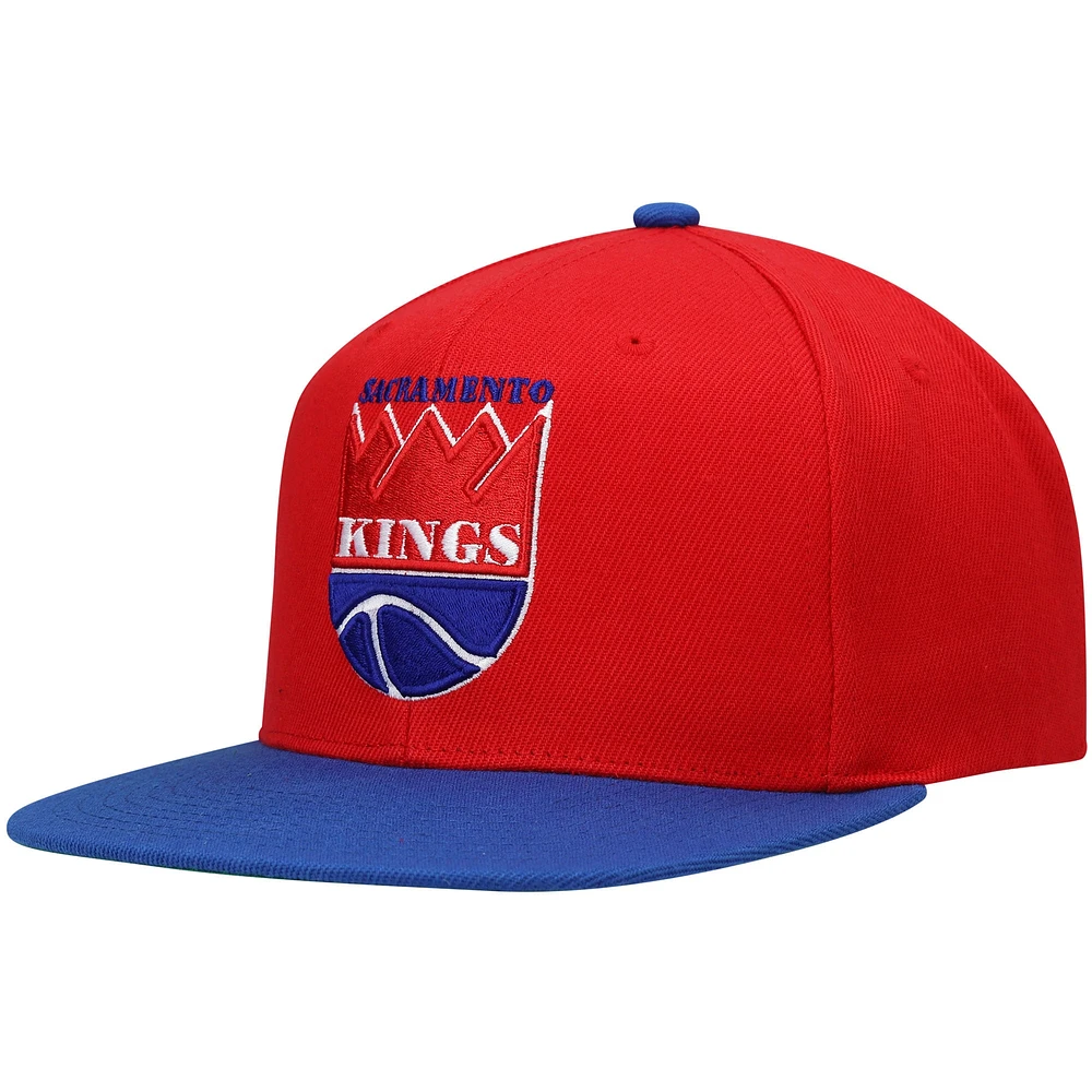 Casquette Mitchell & Ness pour homme Red/Royal Sacramento Kings Hardwood Classics Snapback