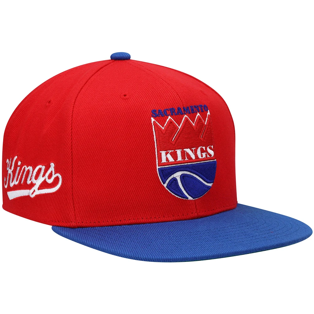 Casquette Mitchell & Ness pour homme Red/Royal Sacramento Kings Hardwood Classics Snapback