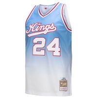 Men's Mitchell & Ness Reggie Theus White/Light Blue Sacramento Kings 1985/86 Hardwood Classics Fadeaway Swingman Player Jersey