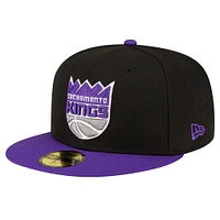 Men's New Era Black/Purple Sacramento Kings 2-Tone 59FIFTY Fitted Hat