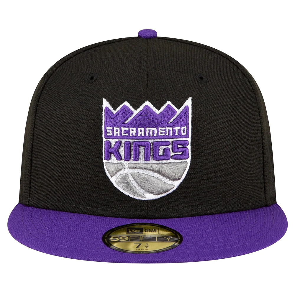 Men's New Era Black/Purple Sacramento Kings 2-Tone 59FIFTY Fitted Hat