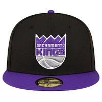 Men's New Era Black/Purple Sacramento Kings 2-Tone 59FIFTY Fitted Hat