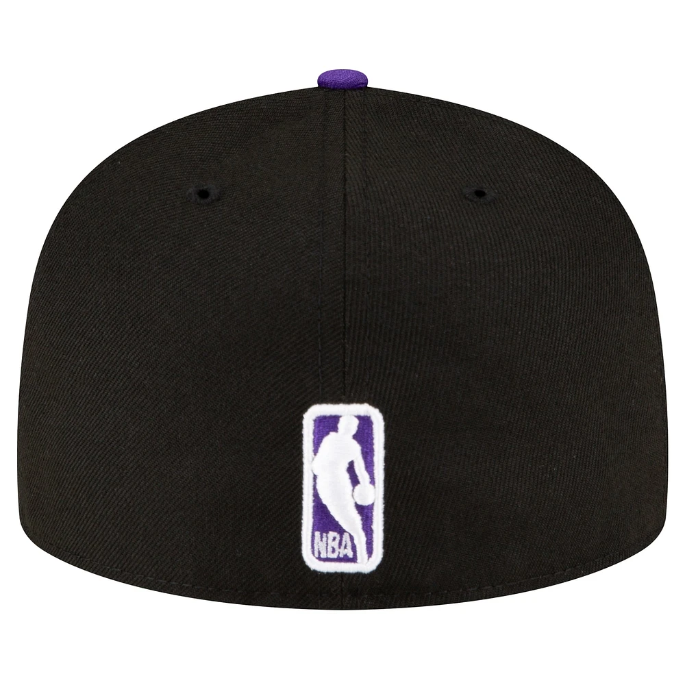 Men's New Era Black/Purple Sacramento Kings 2-Tone 59FIFTY Fitted Hat