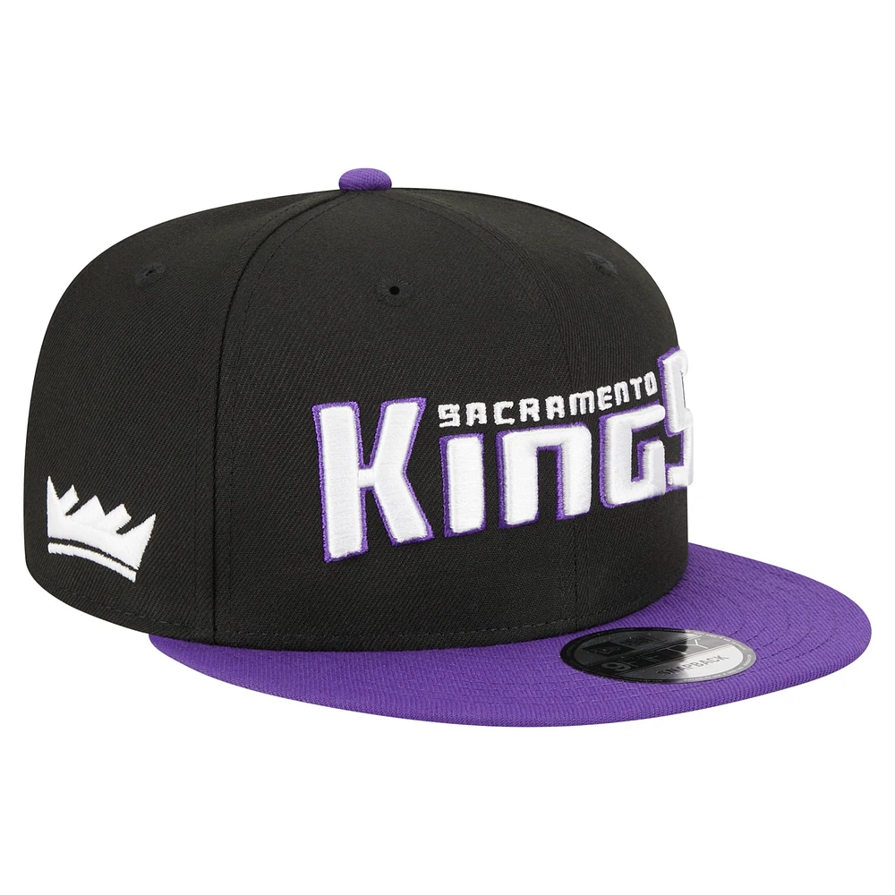 Men's New Era Black/Purple Sacramento Kings Jersey Hook Statement Edition 9FIFTY Snapback Hat