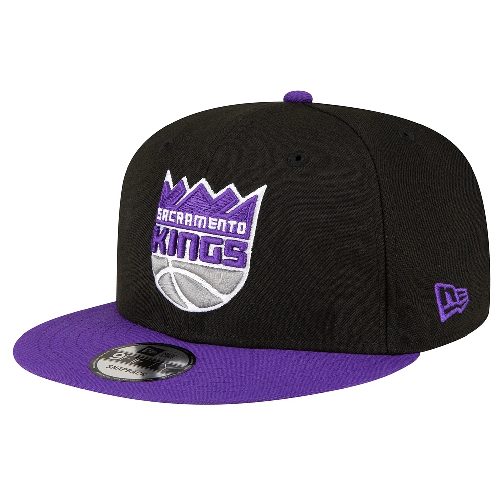 Men's New Era Black/Purple Sacramento Kings Official Team Color 2Tone 9FIFTY Snapback Hat