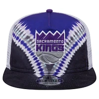 Men's New Era Black/Purple Sacramento Kings Throwback Dye Golfer Snapback Hat