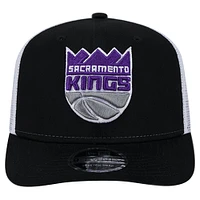 Men's New Era Black/White Sacramento Kings Trucker 9SEVENTY COOLERA Stretch-Snap Hat