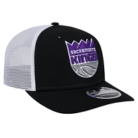 Men's New Era Black/White Sacramento Kings Trucker 9SEVENTY COOLERA Stretch-Snap Hat