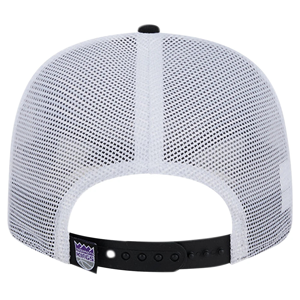 Men's New Era Black/White Sacramento Kings Trucker 9SEVENTY COOLERA Stretch-Snap Hat