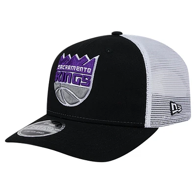 Men's New Era Black/White Sacramento Kings Trucker 9SEVENTY COOLERA Stretch-Snap Hat