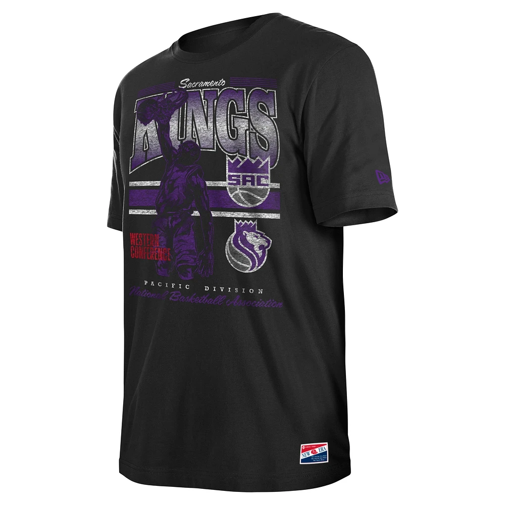 T-shirt oversize délavé aux enzymes Sacramento Kings noir New Era pour homme