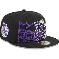 Men's New Era  Black Sacramento Kings Game Day Hollow Logo Mashup 59FIFTY Fitted Hat