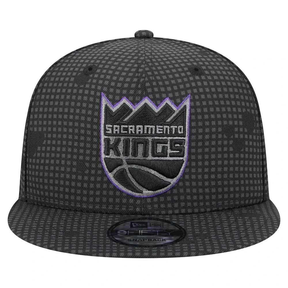 Men's New Era Black Sacramento Kings Midnight Ink Pop Outline 9FIFTY Snapback Hat