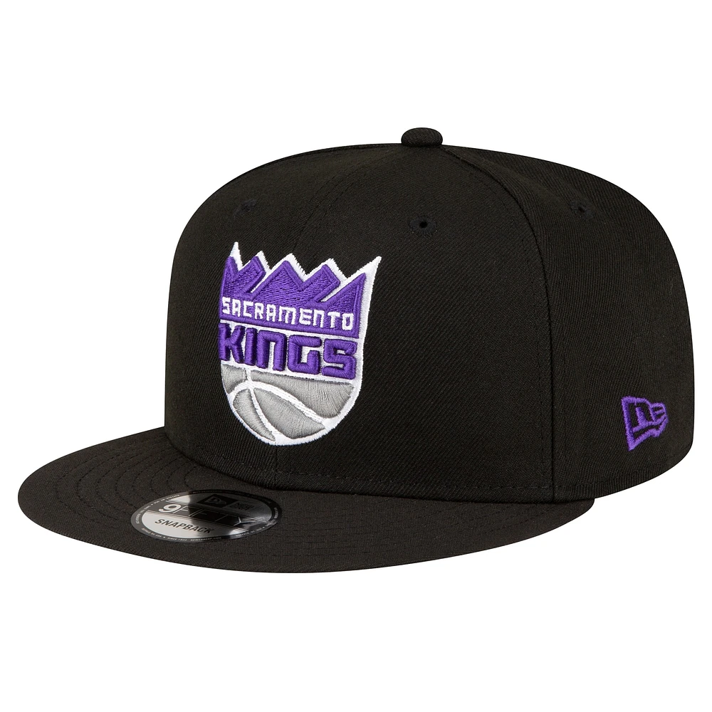 Men's New Era Black Sacramento Kings Official Team Color 9FIFTY Snapback Hat