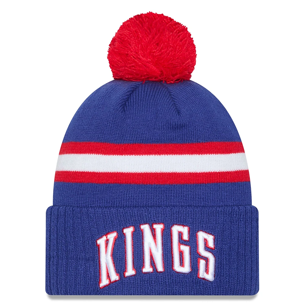 Bonnet tricoté à revers avec pompon Sacramento Kings City Edition 2024/25 bleu New Era pour homme