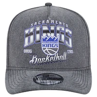 Men's New Era  Charcoal Sacramento Kings Throwback Washed Pre-Curved 9FIFTY Snapback Hat