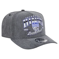 Men's New Era  Charcoal Sacramento Kings Throwback Washed Pre-Curved 9FIFTY Snapback Hat