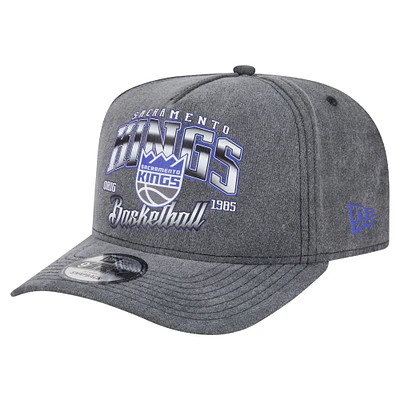 Men's New Era  Charcoal Sacramento Kings Throwback Washed Pre-Curved 9FIFTY Snapback Hat