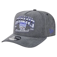 Men's New Era  Charcoal Sacramento Kings Throwback Washed Pre-Curved 9FIFTY Snapback Hat