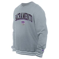 Men's New Era Gray Sacramento Kings Chenille Cross Over Pullover Sweatshirt