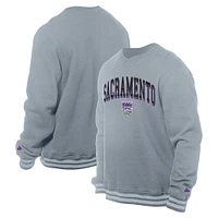 Sweat-shirt à capuche croisé en chenille gris Sacramento Kings pour homme New Era