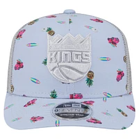 Men's New Era Light Blue/Gray Sacramento Kings Adventure Aloha Pattern 9SEVENTY Stretch-Snap Hat